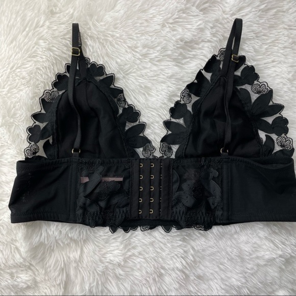 VS Unlined Floral Embroidered Long Line Bralette L - Picture 6 of 12